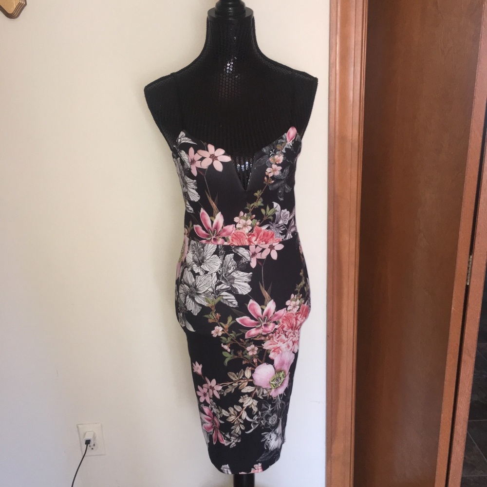 Floral bodycon midi dress